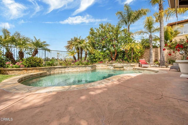 view of pool with an in ground hot tub and a patio area