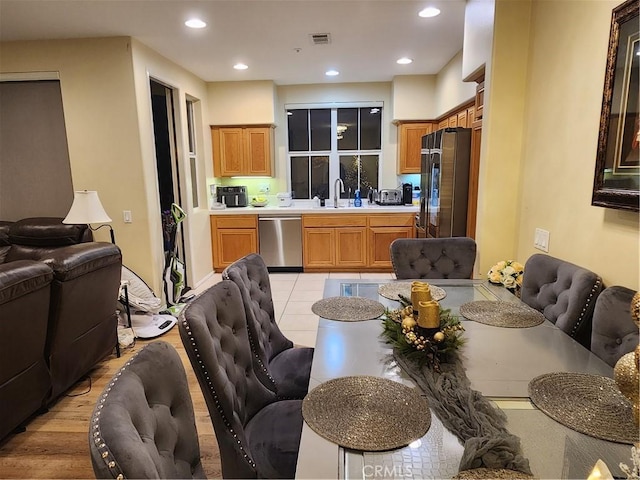 dining area with sink