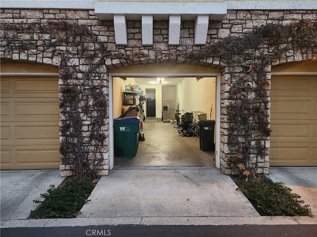 view of garage