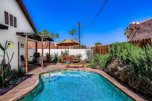 view of swimming pool with a patio area