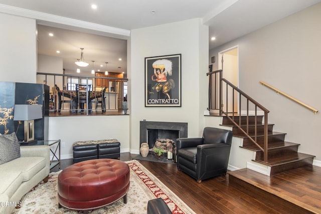 living room with hardwood / wood-style floors