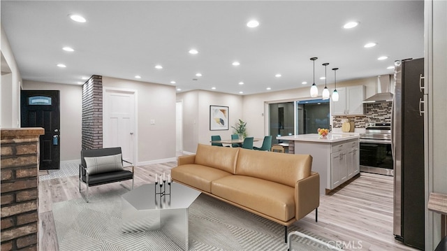 living room featuring light hardwood / wood-style floors