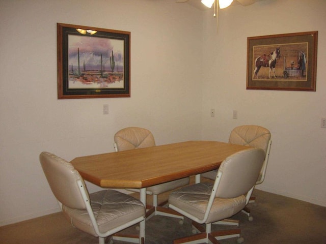 dining room with ceiling fan