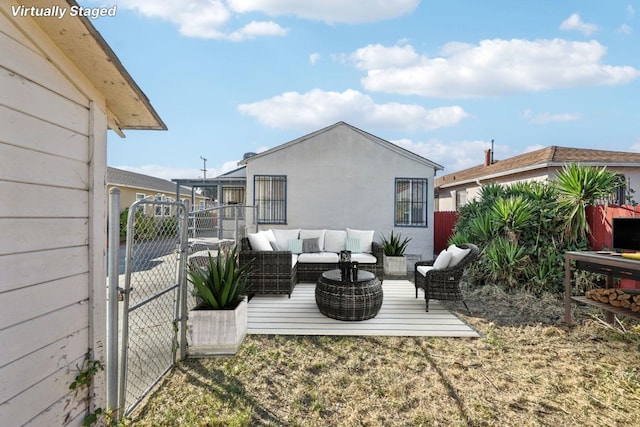 exterior space featuring an outdoor living space