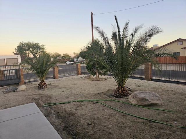 view of yard at dusk