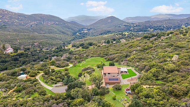 drone / aerial view with a mountain view