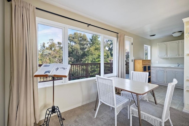 dining space with sink and a healthy amount of sunlight