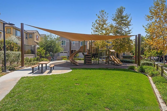 view of playground featuring a yard