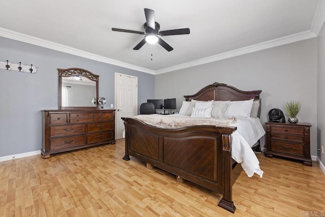8115 Cacus, Spring Valley, CA 91977 - bedroom with light wood-style flooring, crown molding, and a ceiling fan
