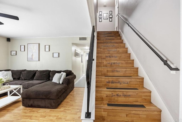 8115 Cacus, Spring Valley, CA 91977 - staircase with a ceiling fan and wood finished floors