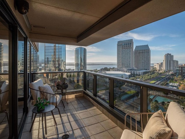 balcony with a water view