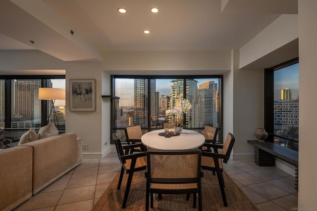 view of tiled dining room