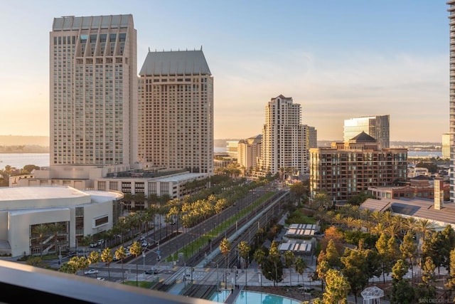 property's view of city with a water view