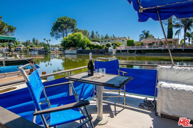 view of dock featuring a water view