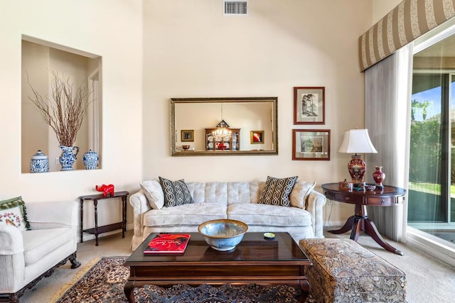 living room featuring carpet flooring