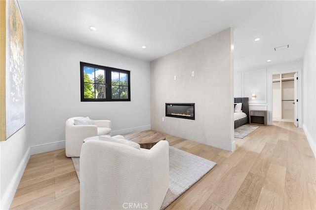 living room with light wood-type flooring