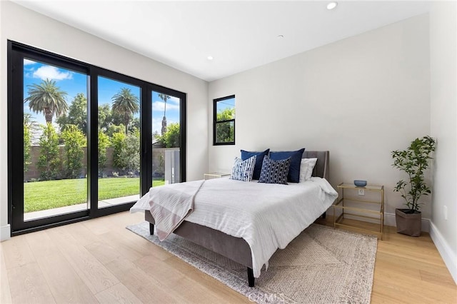 bedroom featuring light hardwood / wood-style floors