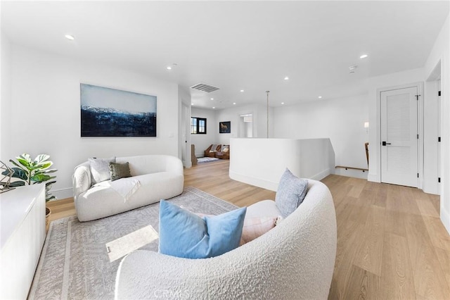 living room with light wood-type flooring