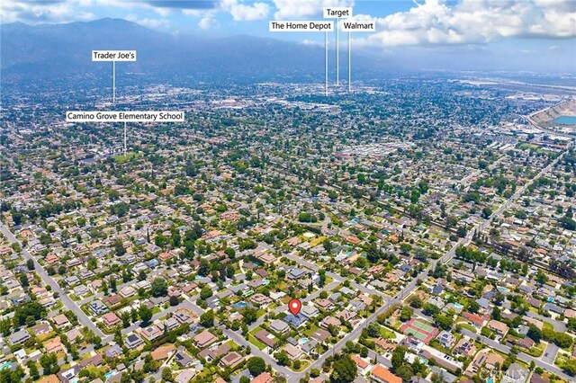 aerial view featuring a mountain view