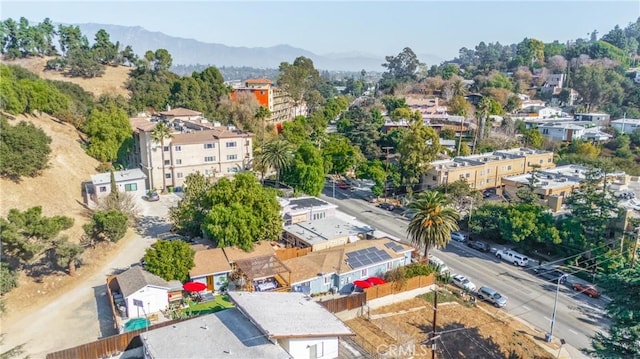 drone / aerial view featuring a mountain view