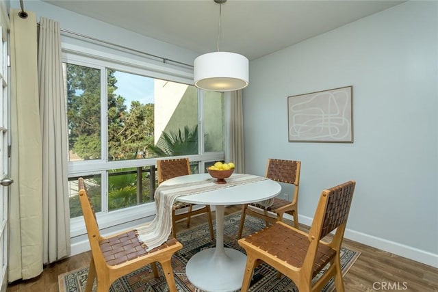 dining space featuring dark hardwood / wood-style flooring