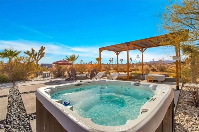 59427 La Crescenta Dr, Yucca Valley, CA 92284 - view of swimming pool with a patio area and a hot tub