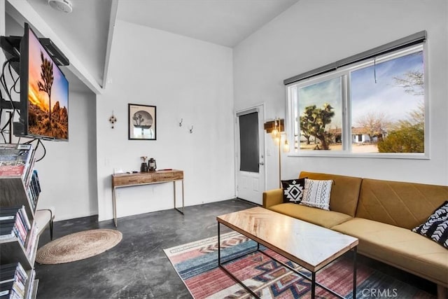 59427 La Crescenta Dr, Yucca Valley, CA 92284 - living room featuring finished concrete flooring