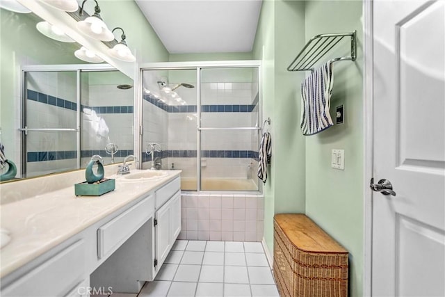 14326 Chandler Blvd Unit 5, Sherman Oaks, CA 91401 - bathroom with vanity, tile patterned flooring, and tiled shower / bath