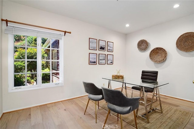 interior space with light hardwood / wood-style floors