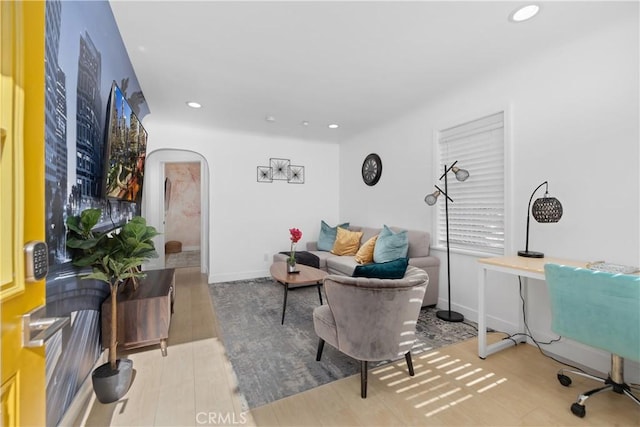 living room featuring light hardwood / wood-style flooring