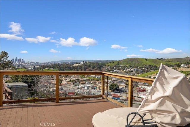 deck featuring a mountain view