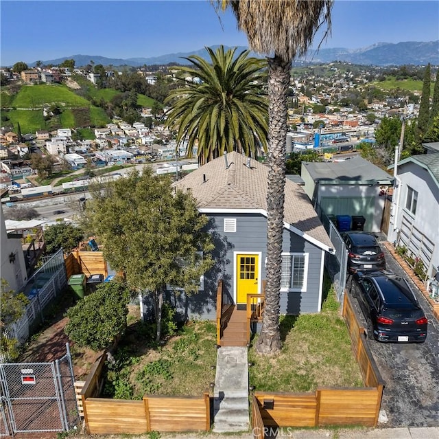 exterior space featuring a mountain view