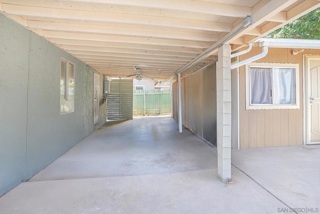 view of patio with electric panel