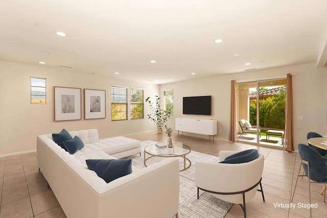 view of tiled living room