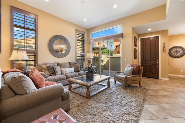 view of tiled living room