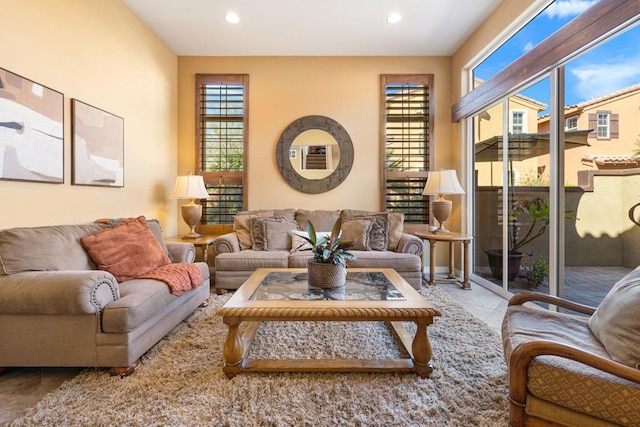 view of tiled living room