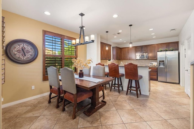 view of tiled dining room