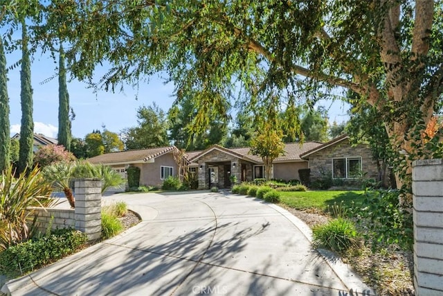 ranch-style house with a front lawn