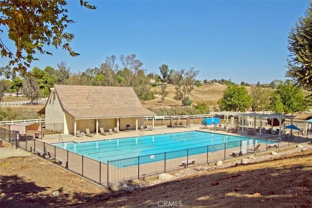 view of pool featuring a patio