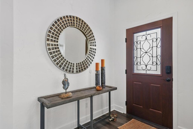 foyer featuring dark wood-type flooring