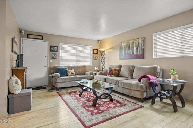 living room with light wood-type flooring