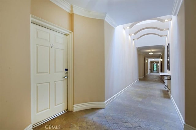 corridor with crown molding