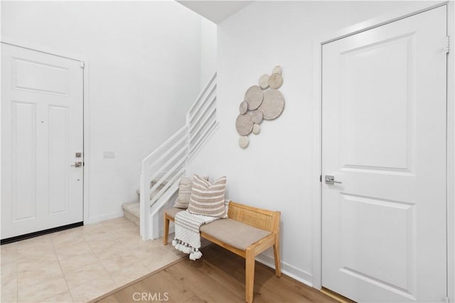 entrance foyer with light wood-type flooring