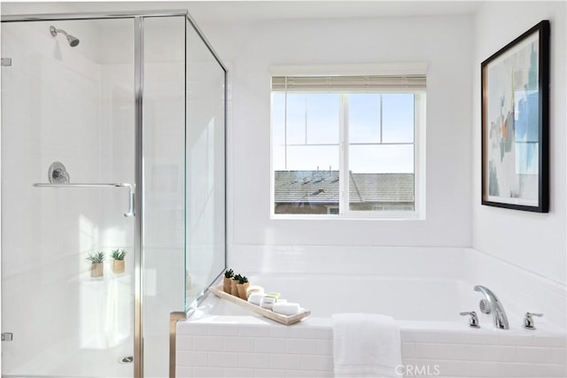 bathroom with plus walk in shower