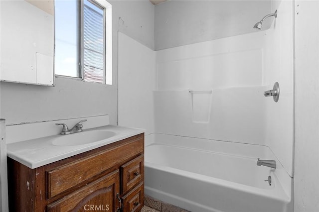 bathroom with vanity and bathtub / shower combination