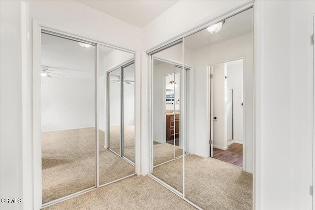 bathroom with ceiling fan