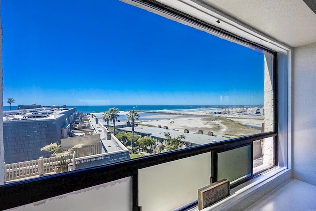 property view of water with a beach view