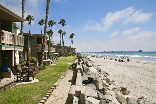 property view of water featuring a view of the beach