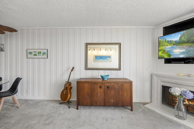 interior space featuring a textured ceiling