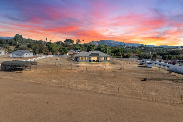 exterior space featuring a mountain view